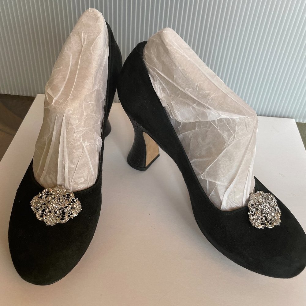Marchez Vous Black Suede Pump Made In Italy 38.5